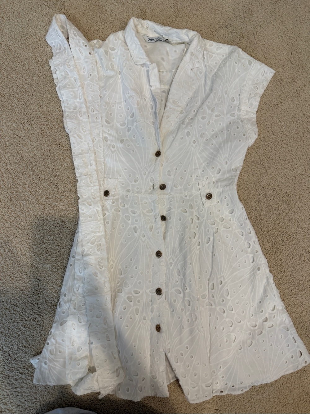 Zara White Eyelet Mini Dress
